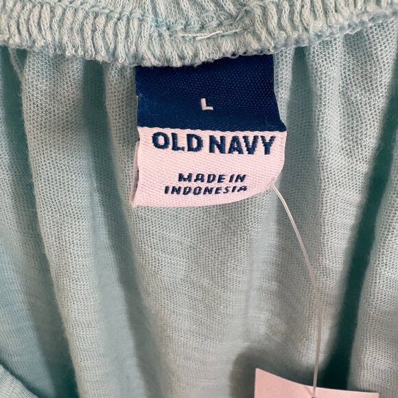 Old Navy Puff Sleeve Slub Knit Peasant Top Cotton Ceramic Blue Size Large NEW - Picture 5 of 6